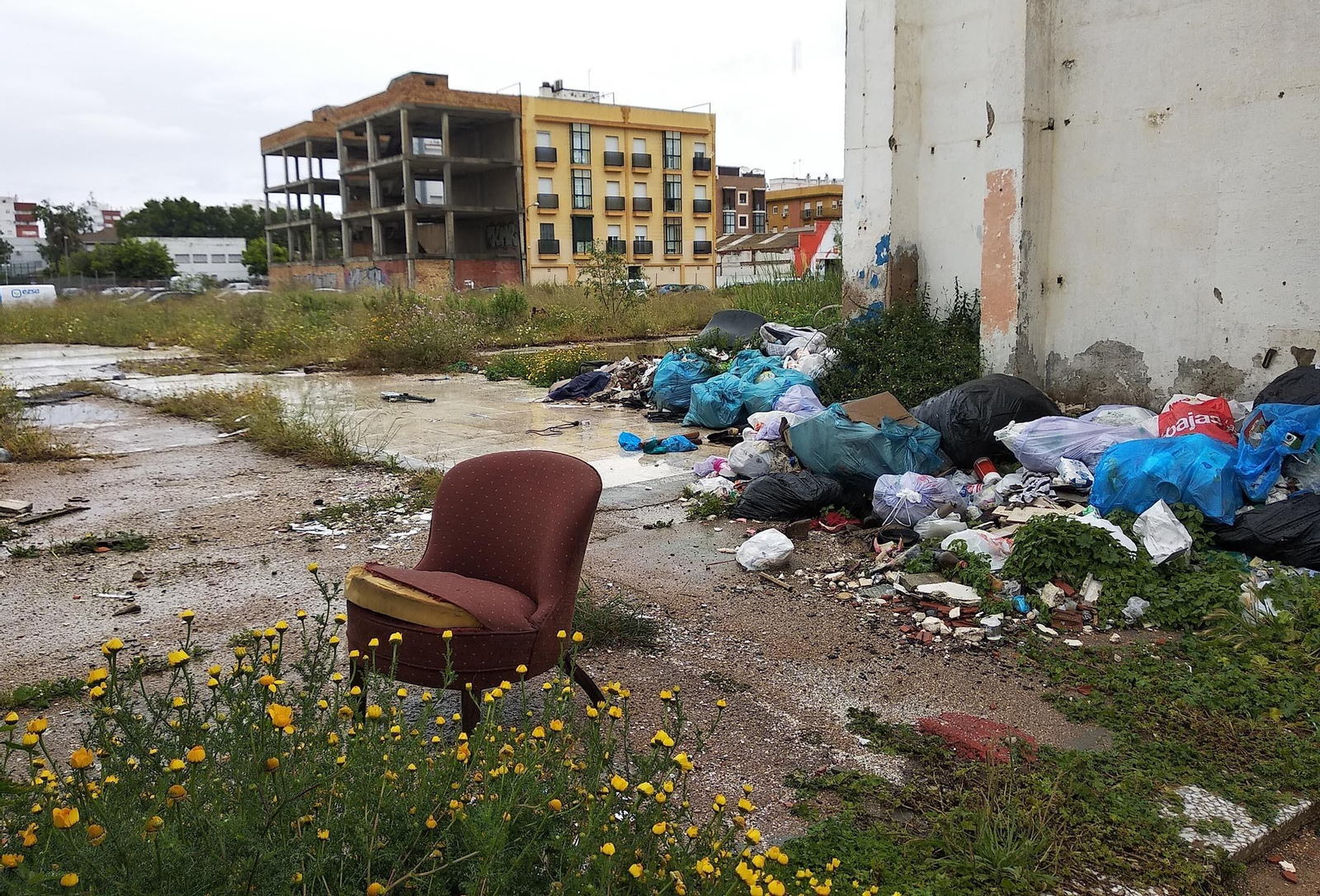 Imágenes de suciedad y okupas en la calle Santiago Apóstol