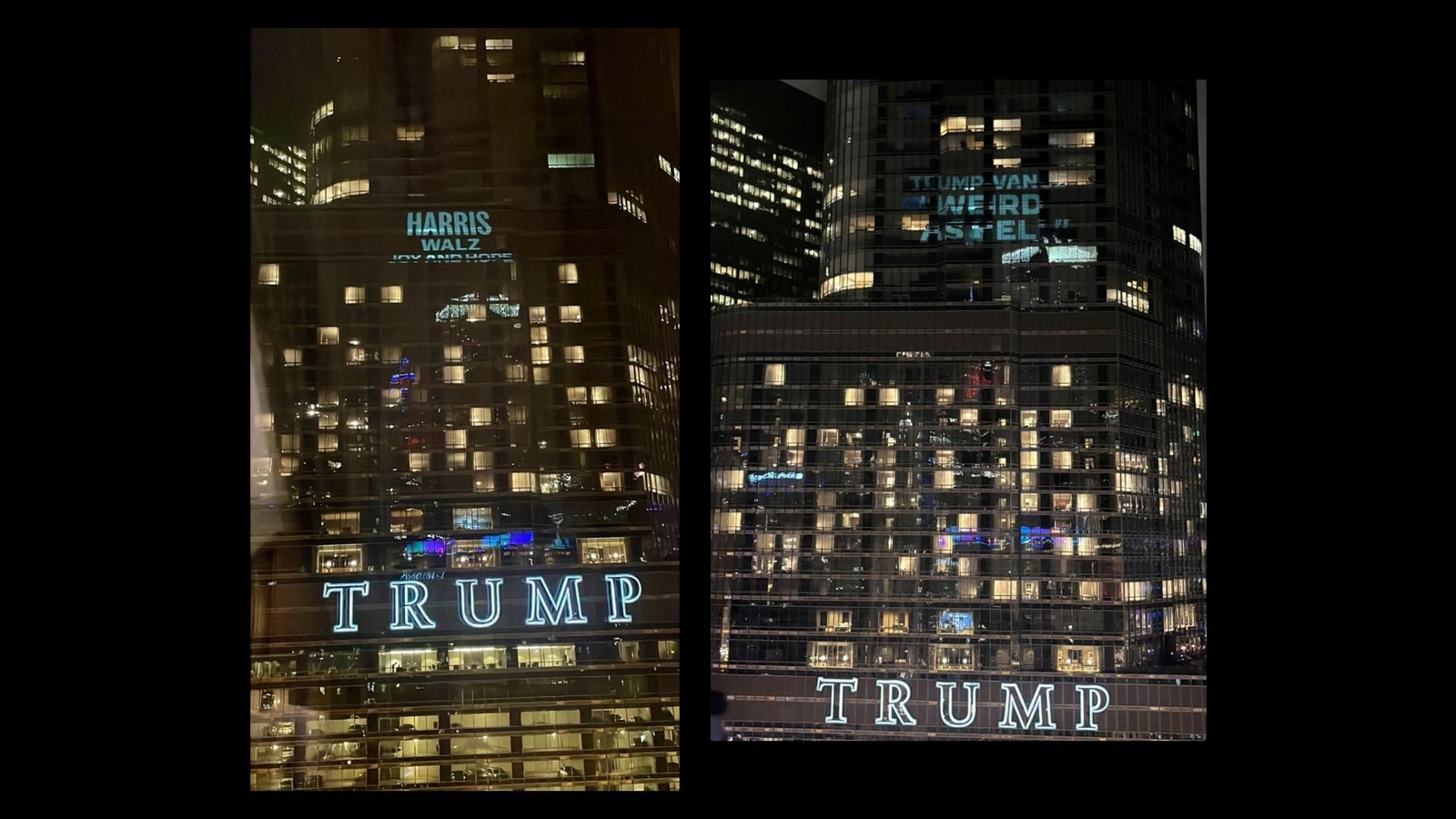 Los demócratas usan la Torre Trump de Chicago para proyectar mensajes antirepublicanos