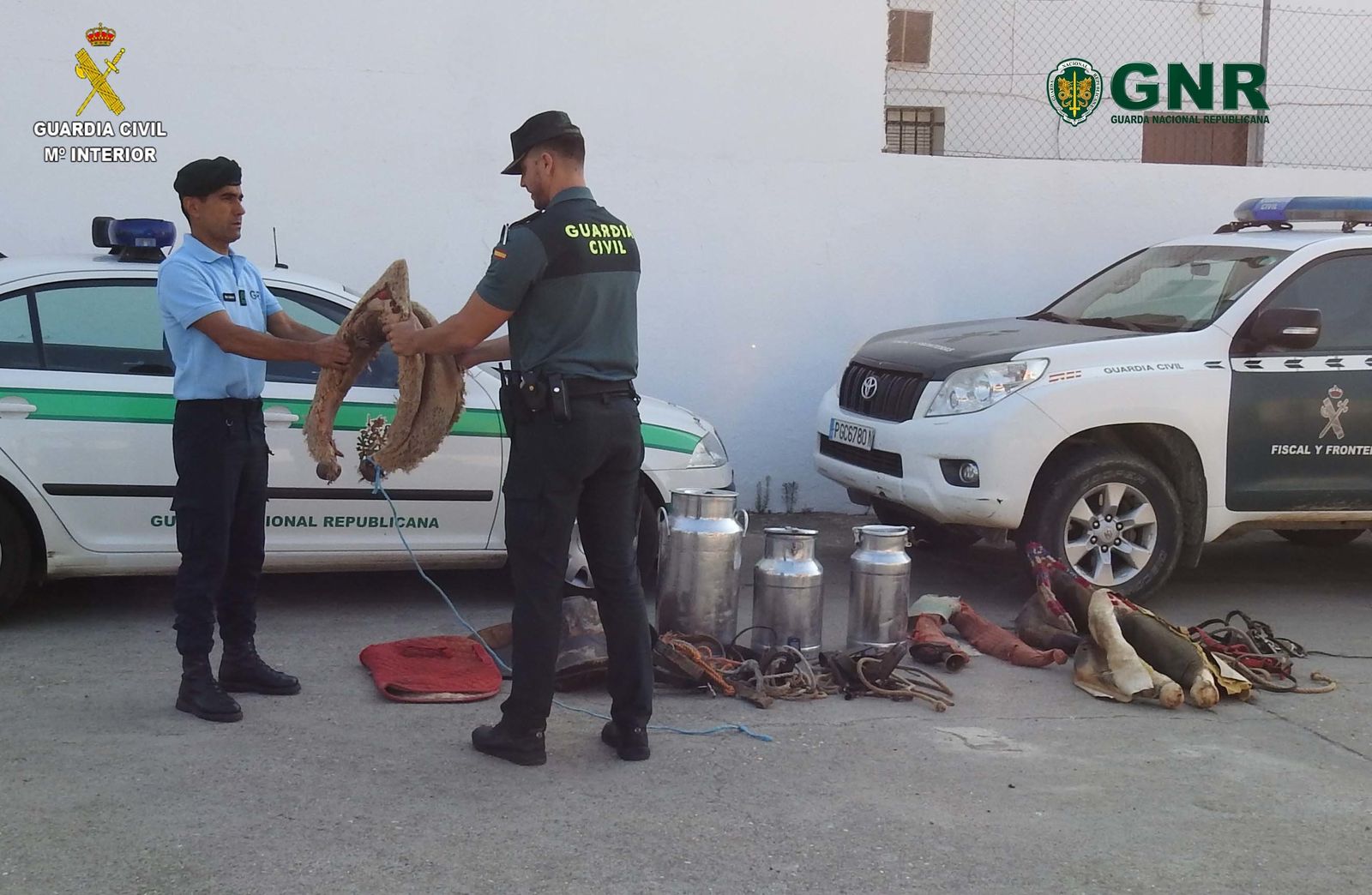 Imagen de los objetos intervenidos por la Guardia Civil y la Guardia Nacional Republicana de Portugal