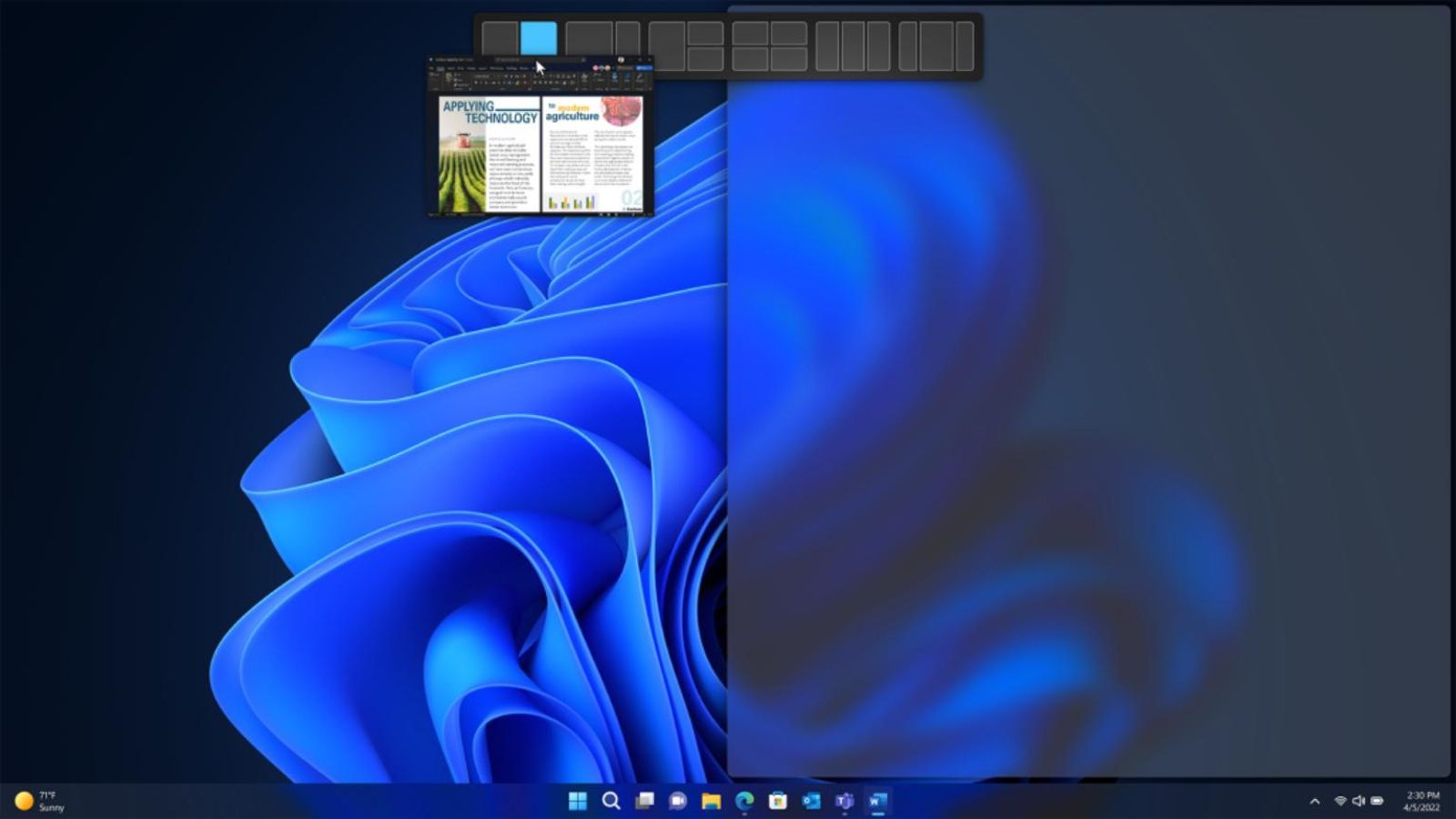Snap layouts en Windows 11