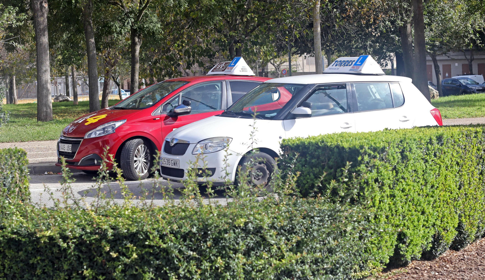 Dos coches de autoescuela.