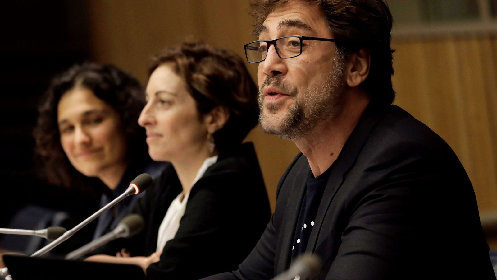 El actor, en un momento de su discurso en la sede de la ONU. El actor, en un momento de su discurso en la sede de la ONU.