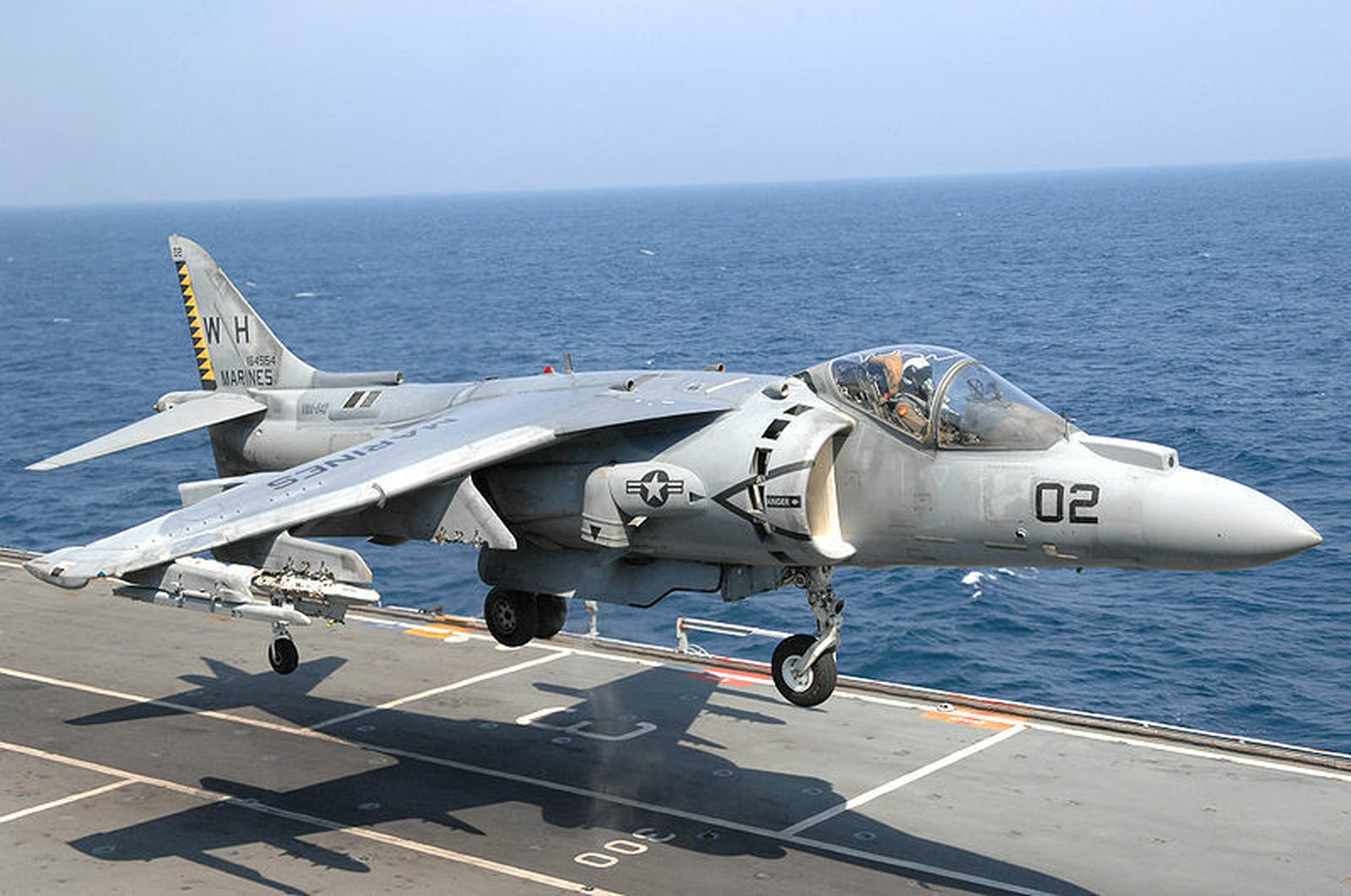 Imagen del un modelo similar al Harrier AV-8B desaparecido allá por 1989 en aguas cercanas a Rota.