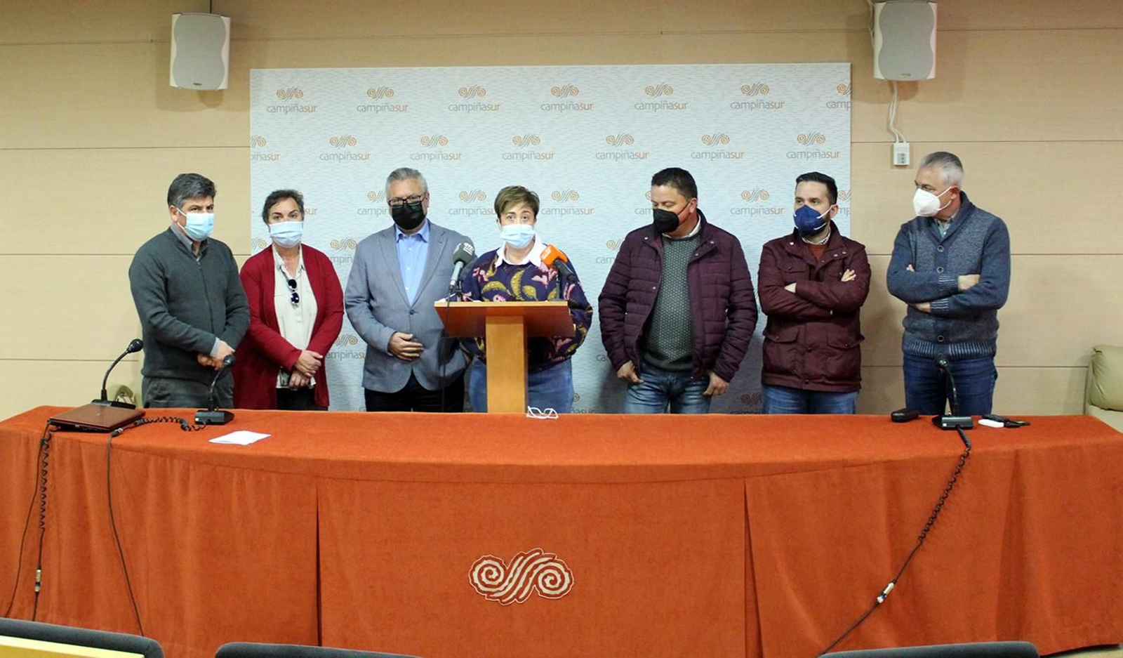 Alcaldes de la Campiña Sur durante la presentación de la plataforma.