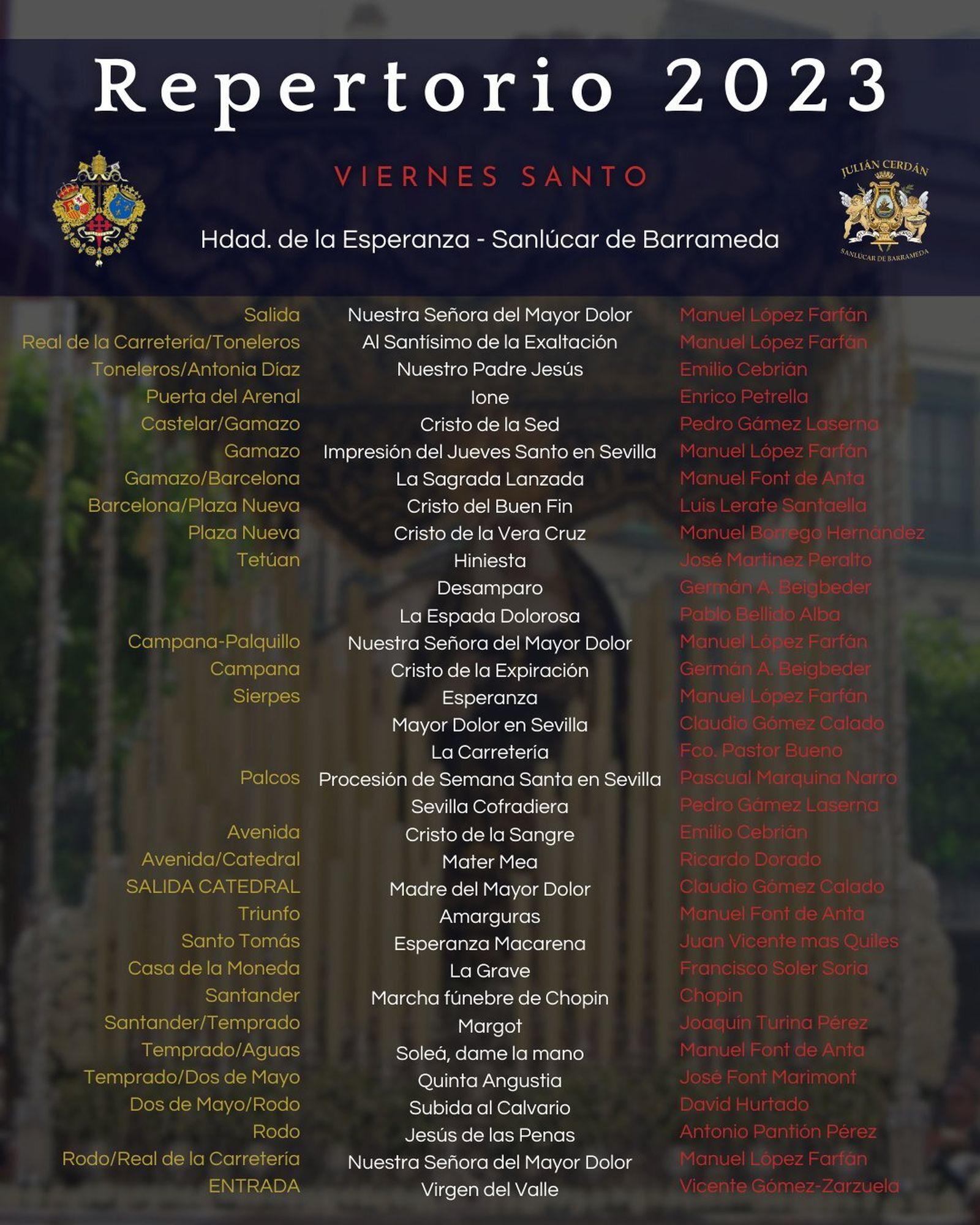 El repertorio completo de la estación del Viernes Santo