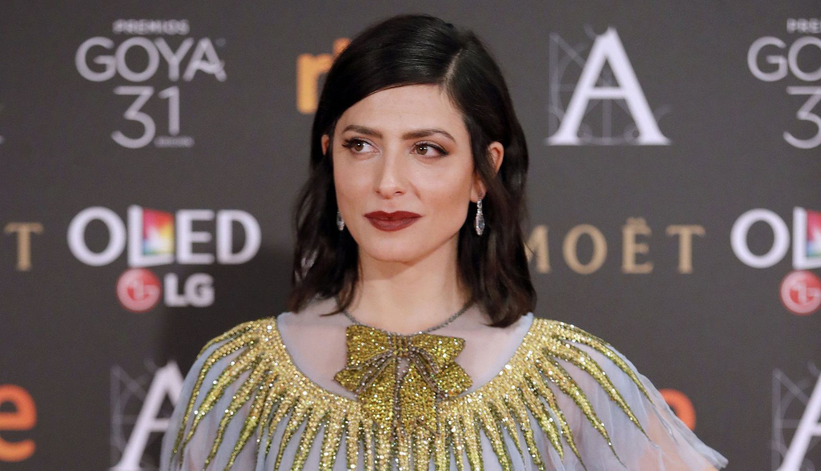 Bárbara Lennie, con pendientes de Suárez, en la Gala de los Goya.