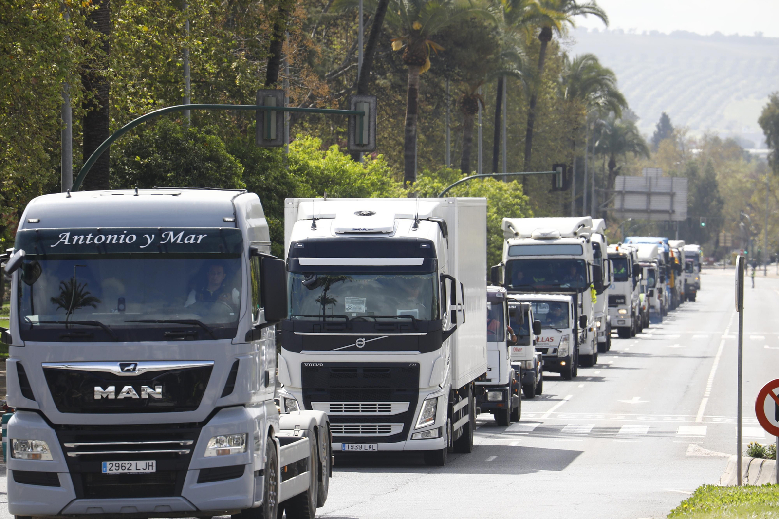 Los transportistas colapsan el centro de Córdoba, en imágenes