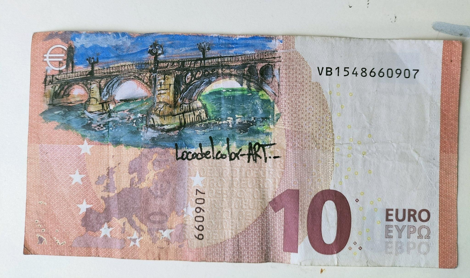 El puente de Triana en un billete de 10 euros.
