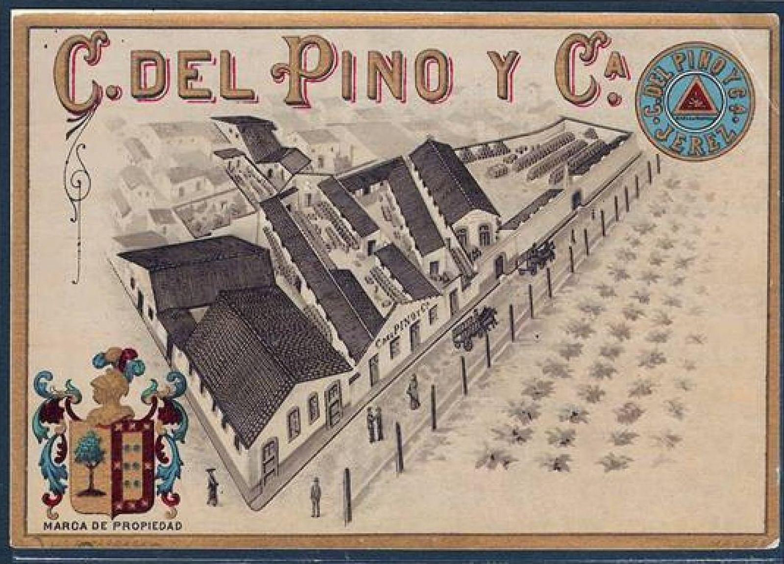 Etiqueta con las bodegas de calle Armas.