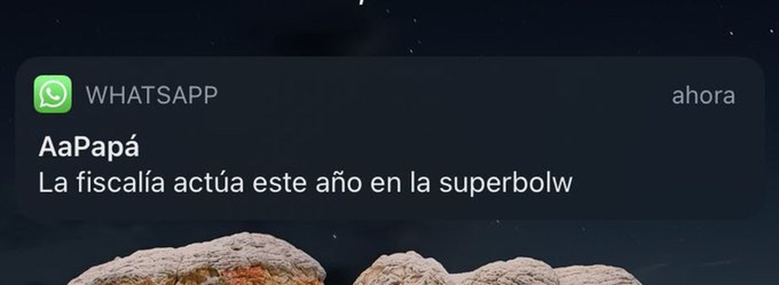 La captura del mensaje de WhatsApp