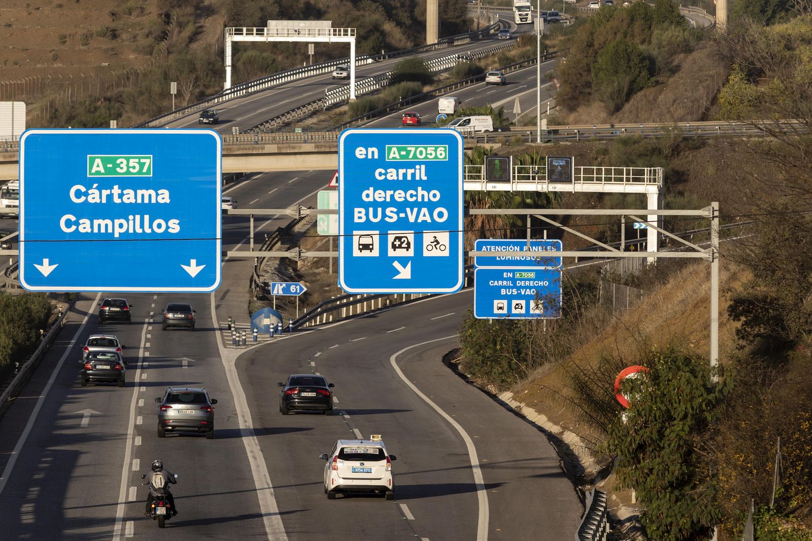 Accesos al Málaga TechPark y el carril BUS-VAO incorporado hace un año.