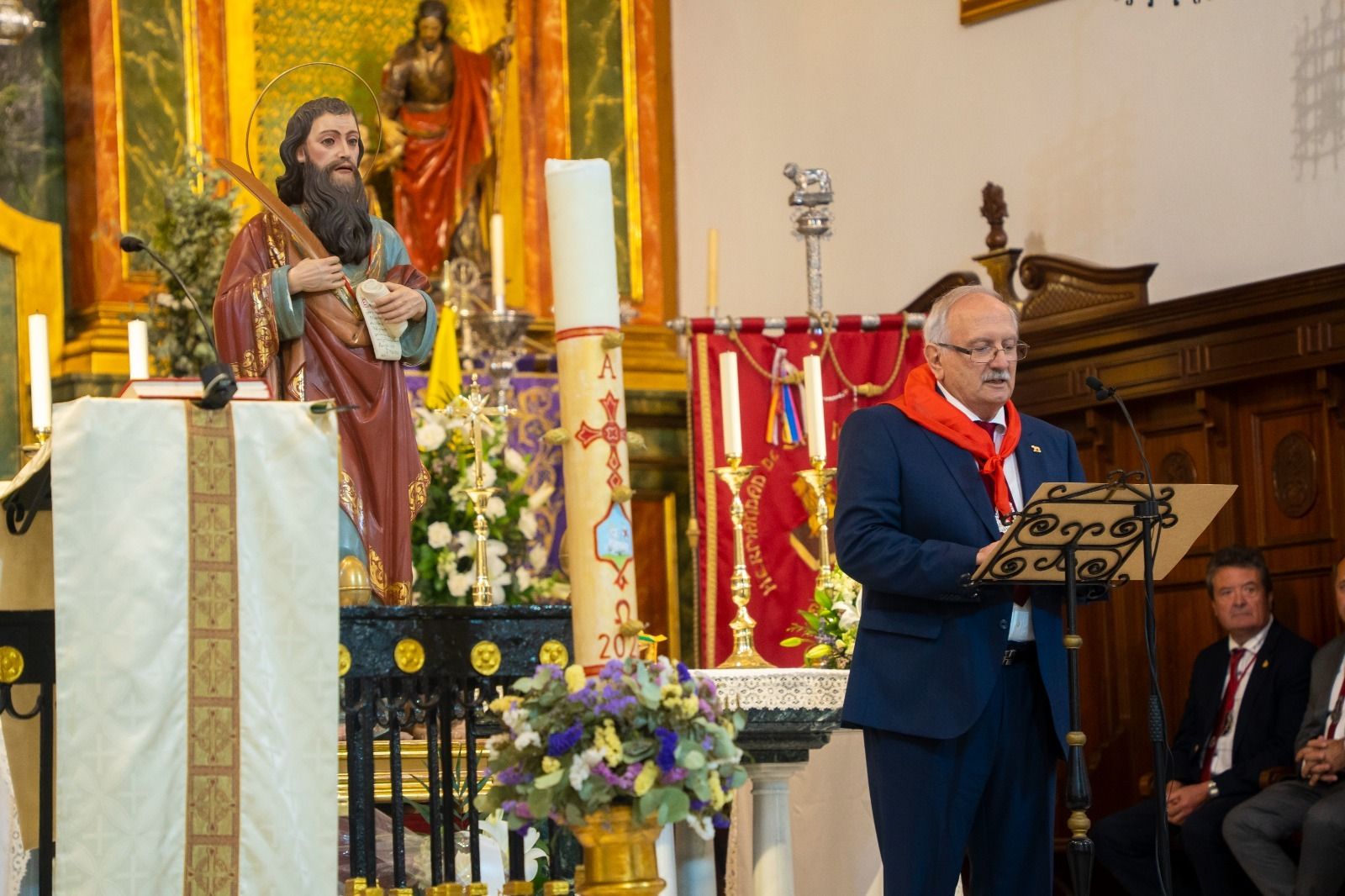 José María Gómez Lázaro-Carrasco durante la lectura al pregón de San Marcos, ayer.