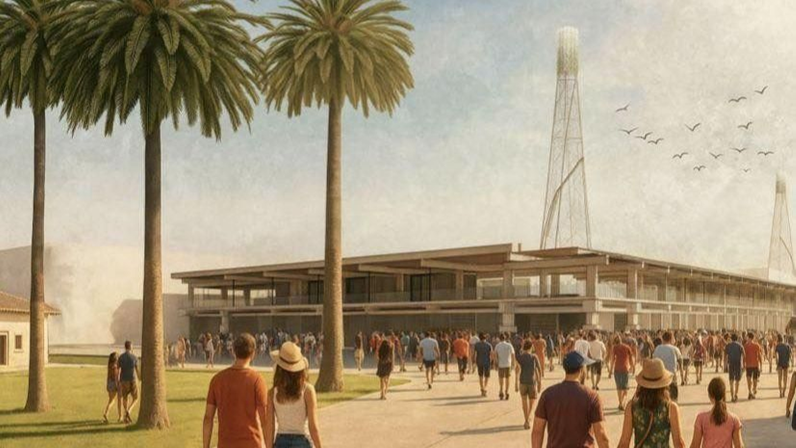 Recreación del acceso al futuro estadio principal del complejo San Rafael Recreación del acceso al futuro estadio principal del complejo San Rafael