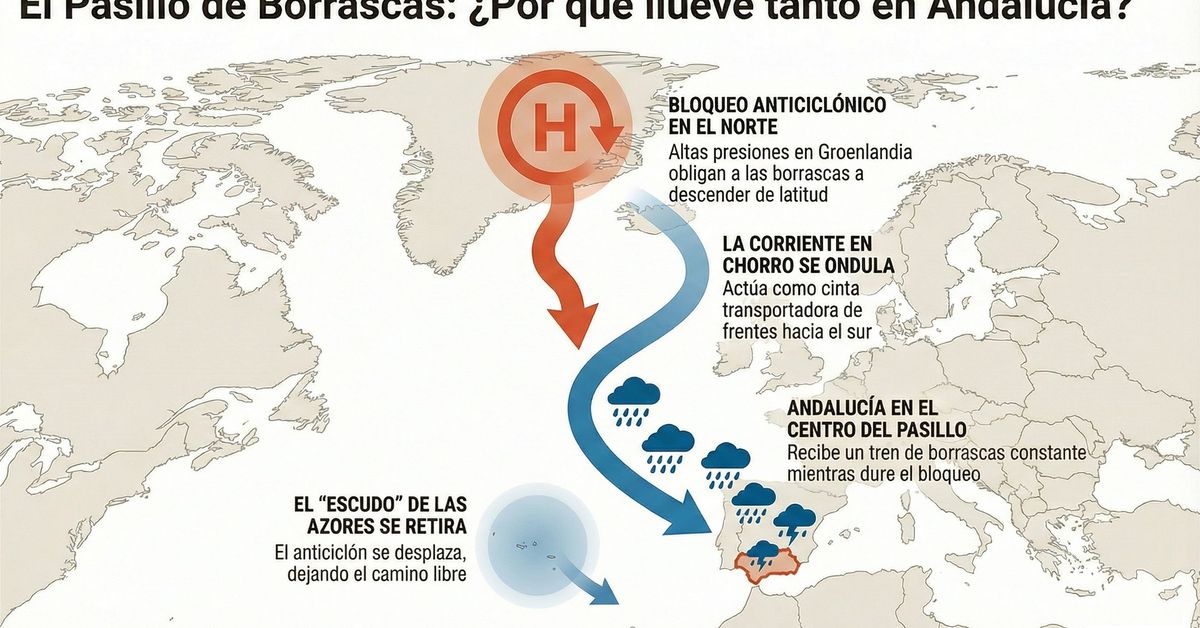 Así transforma el régimen de lluvias en Andalucía el colapso del vórtice polar