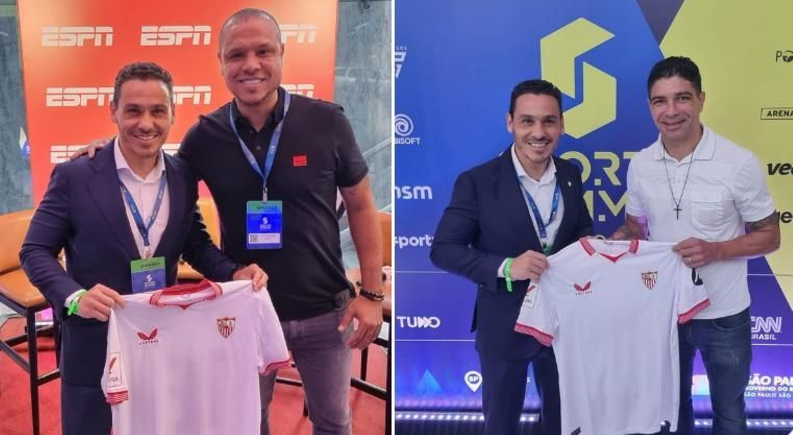 Del Nido Carrasco posa con Luis Fabiano y Renato en el Sports Summit de Sao Paulo.