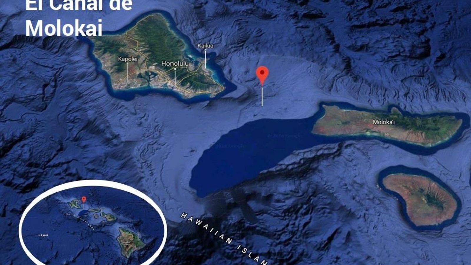 Mapa de la travesia en Hawai.