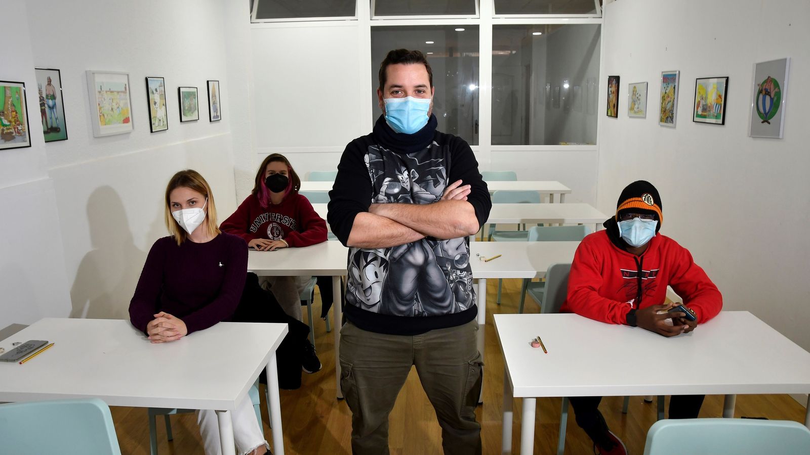 Daniel Zapata con parte de sus alumnos.