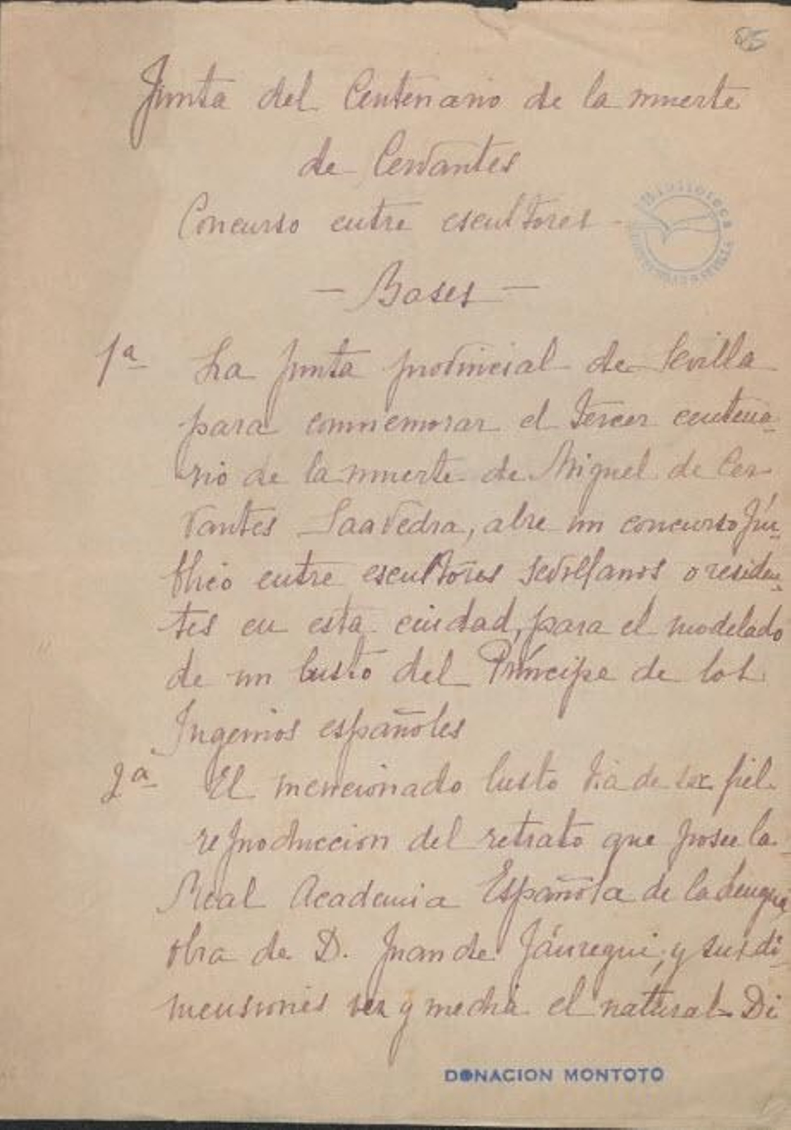 Bases del concurso para realizar el busto.