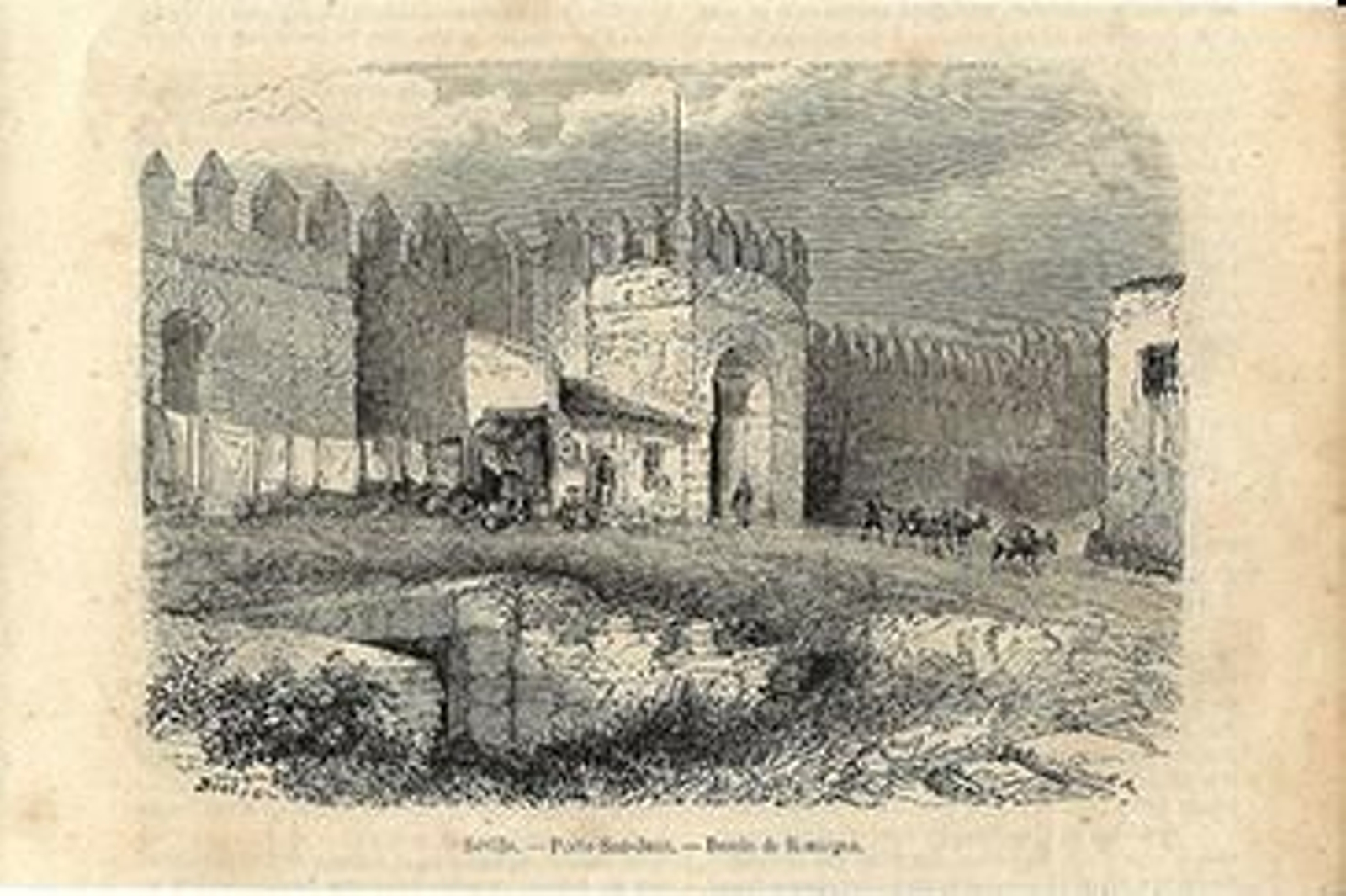 Puerta de San Juan. Xilografía de Rouargues (1859). Le Magasin Pittoresque, año 27, 1859, pág. 85.