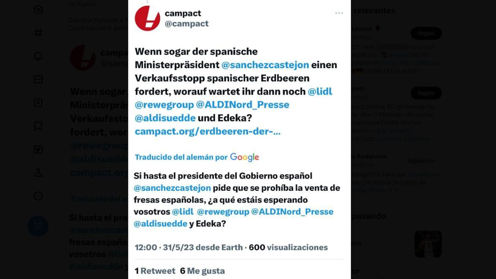 Campaña de Campact en Alemania.