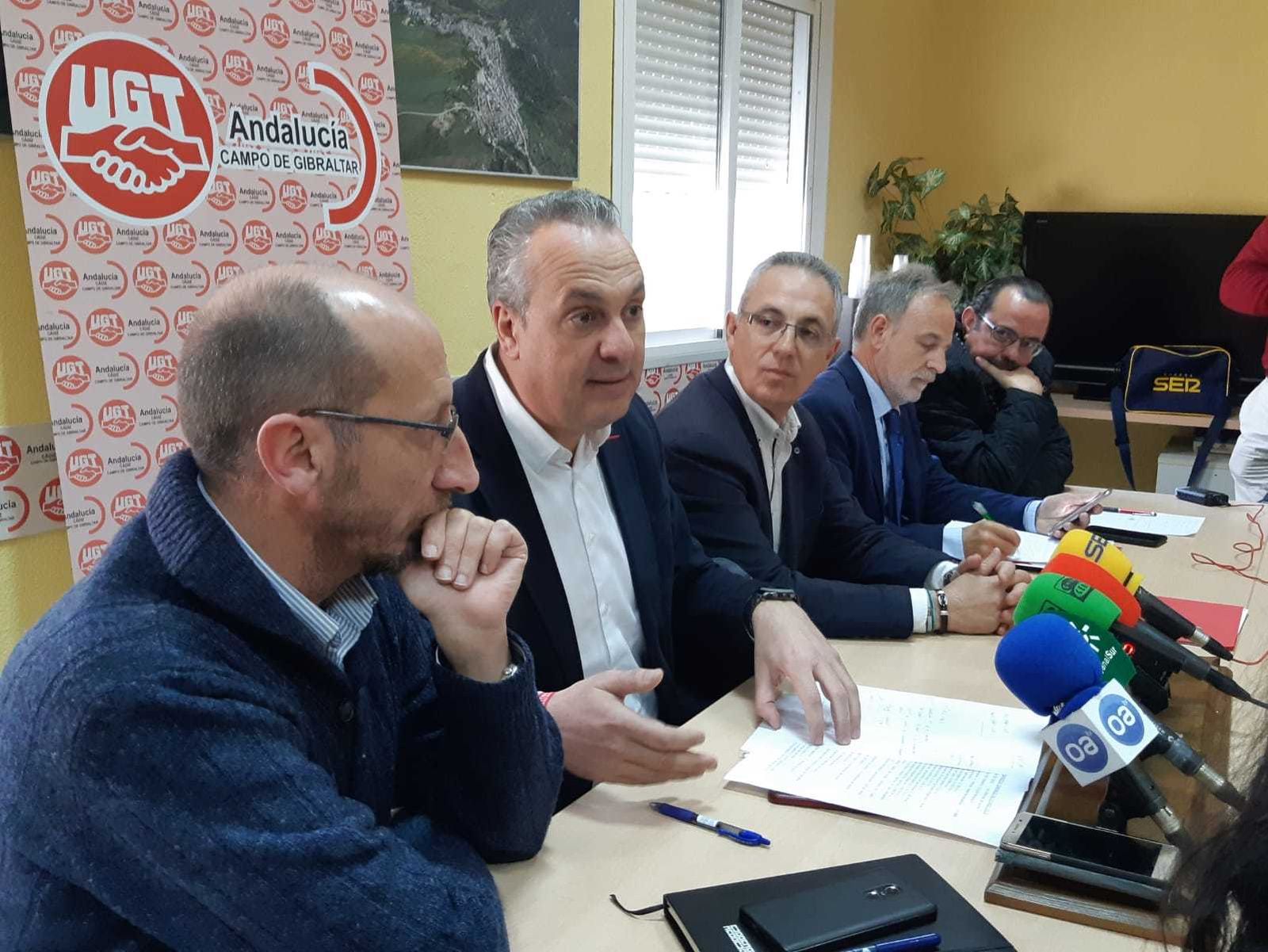 Triano, Ruiz Boix, Lozano, De la Encina y Serrano durante la rueda de prensa sobre los PGE 2019.