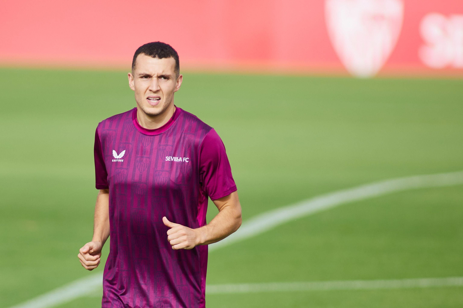 Ousama Idrissi, en un entrenamiento reciente con el Sevilla.