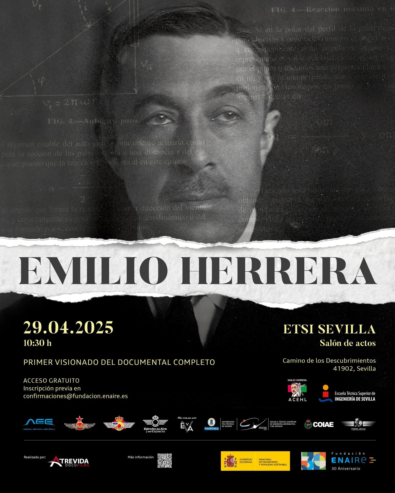 Cartel de la proyección del documental de Emilio Herrera