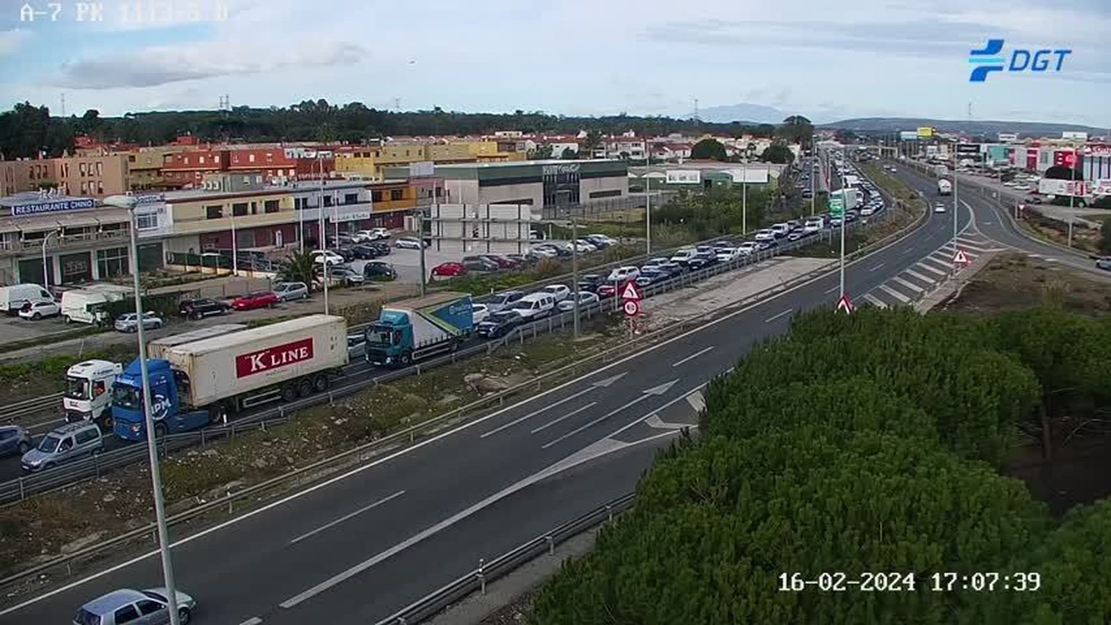 El atasco, a la altura de Los Cortijillos.