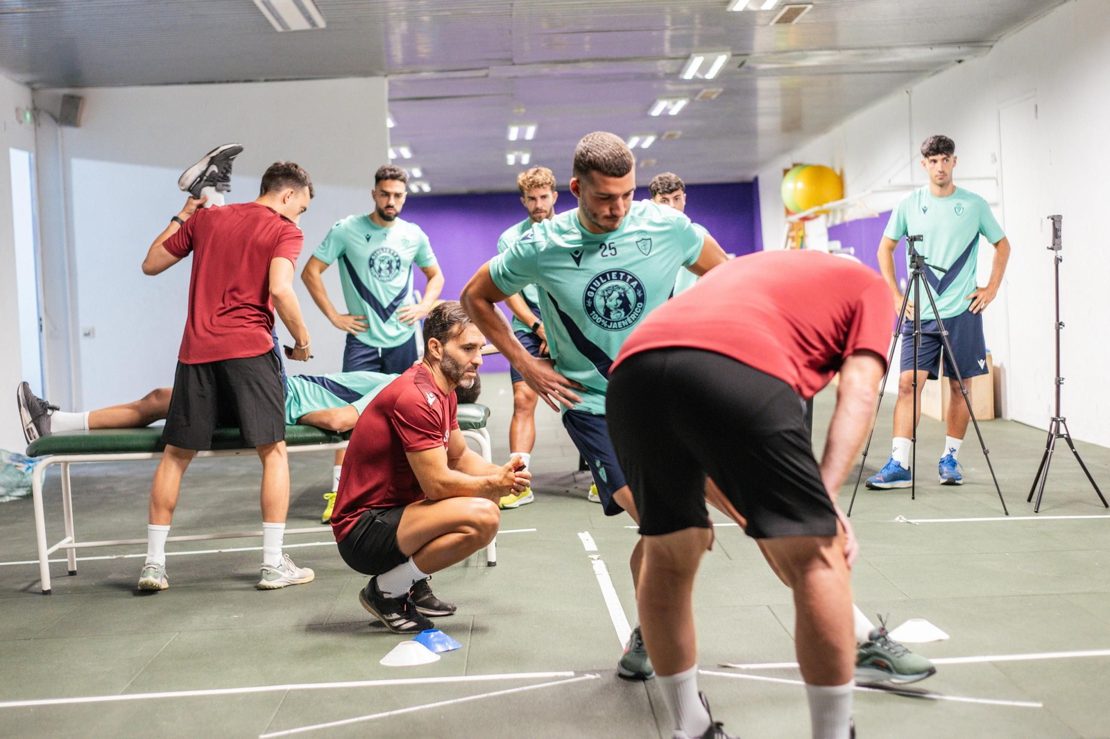 Los integrantes del conjunto lagarto durante las pruebas de esta mañana.