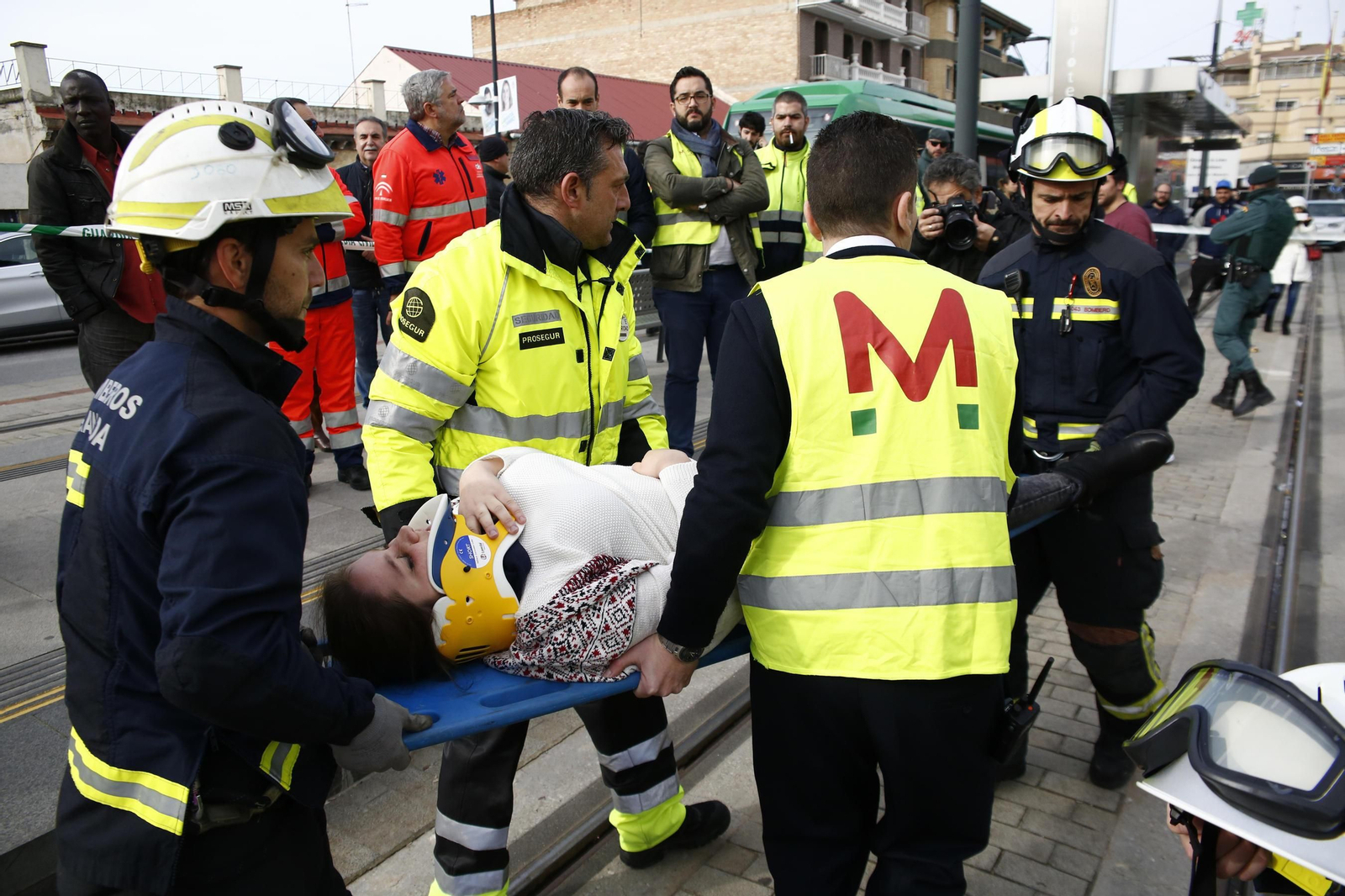 Simulación de un atropello en la parada del Metro