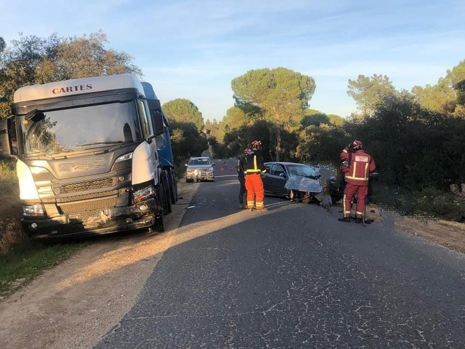 En el siniestro se vieron implicados un camión y un turismo, que colisionaron frontolateralmente