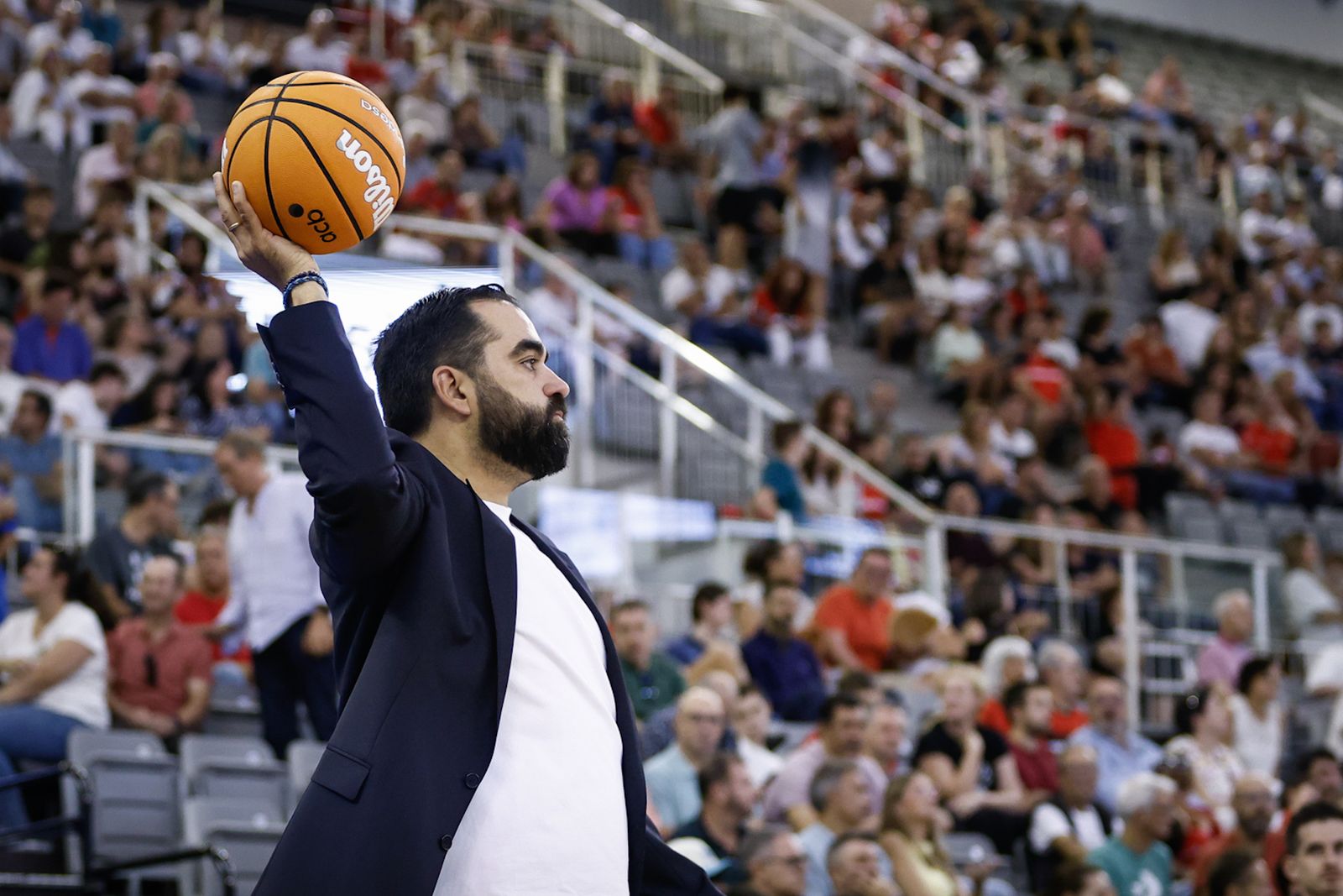 Ramón Díaz, en el partido de presentación ante el UCAM Murcia