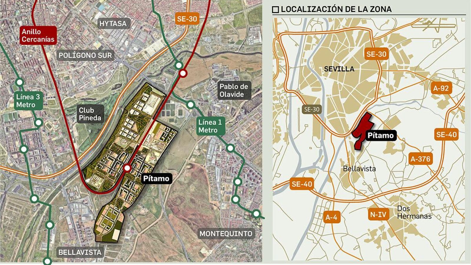 Ubicación del barrio proyectado. Fuente: Ayuntamiento de Sevilla.