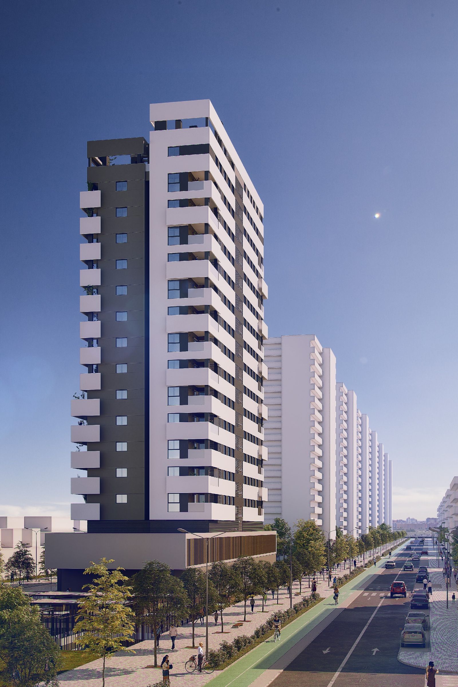 Recreación de la nueva zona residencial denominada Torre Arenal.