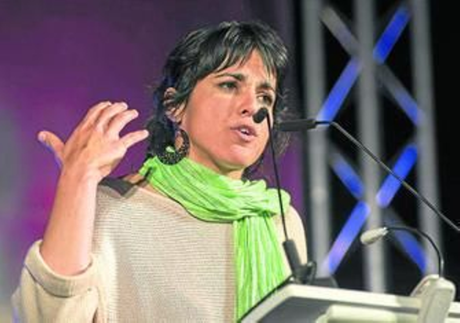 Teresa Rodríguez, ayer, durante su intervención en Jaén.