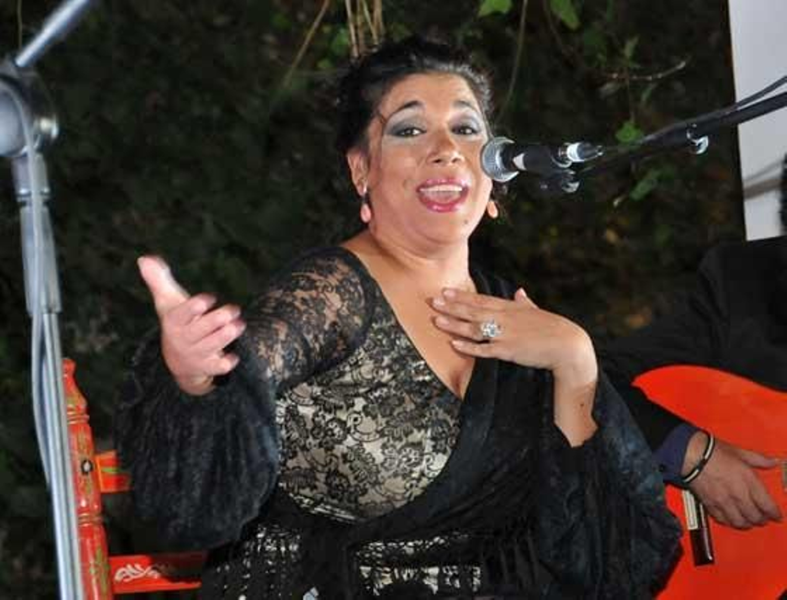 'La Macanita', en su actuación en los jardines de la bodega.

Foto: Pascual