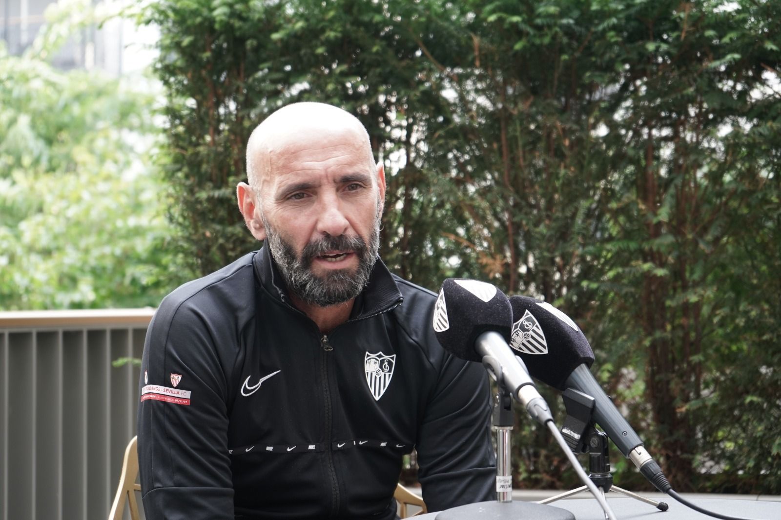 Monchi, en una comparecencia radiofónica en Düsseldorf.
