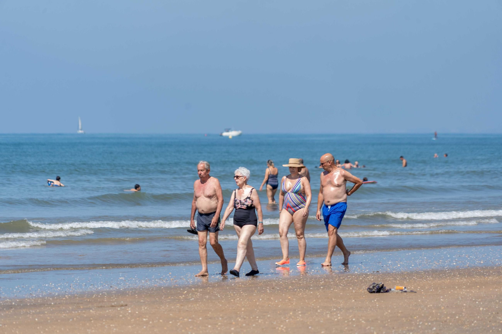 Ambiente de las playas de Punta Umbría la mañana del sábado 9 de agosto