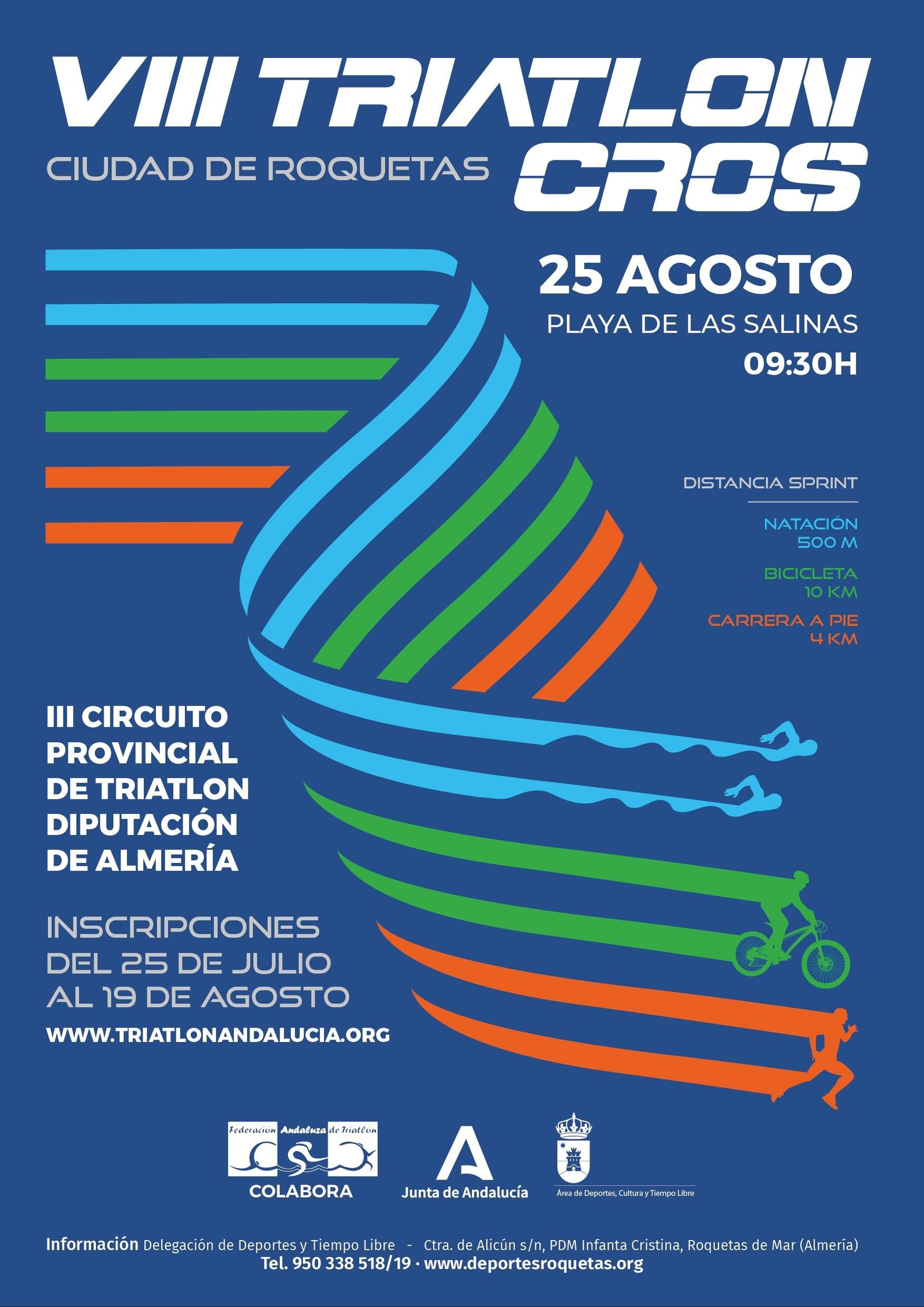 Cartel de esta VII edición del triatlón 'Ciudad de Roquetas de Mar'. Cartel de esta VII edición del triatlón 'Ciudad de Roquetas de Mar'.