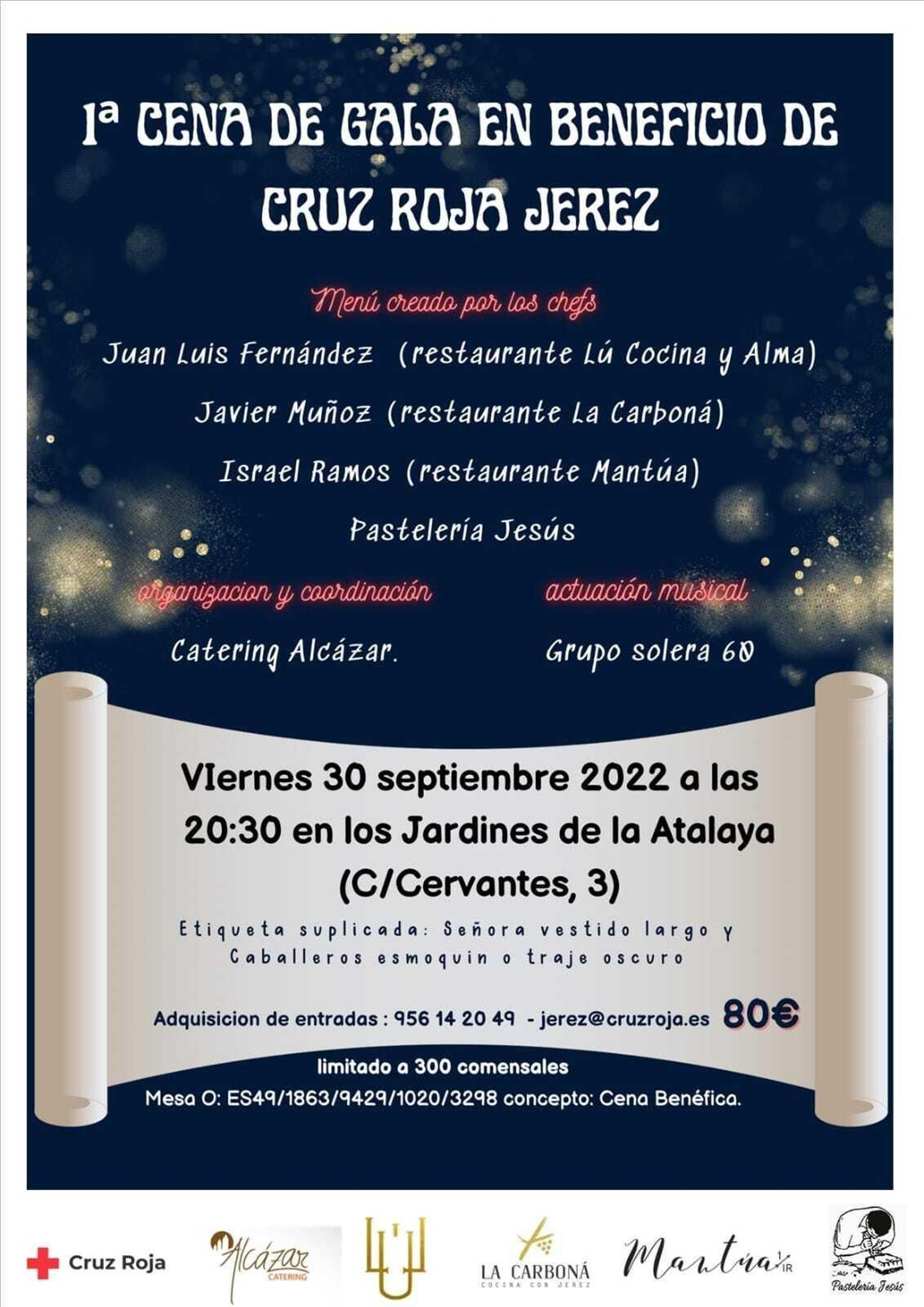 Cartel de la cena benéfica de Cruz Roja.