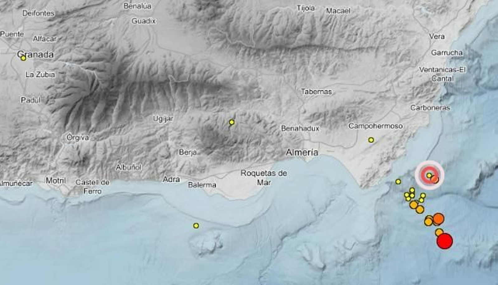 Réplicas del terremoto en la zona del Mediterráneo