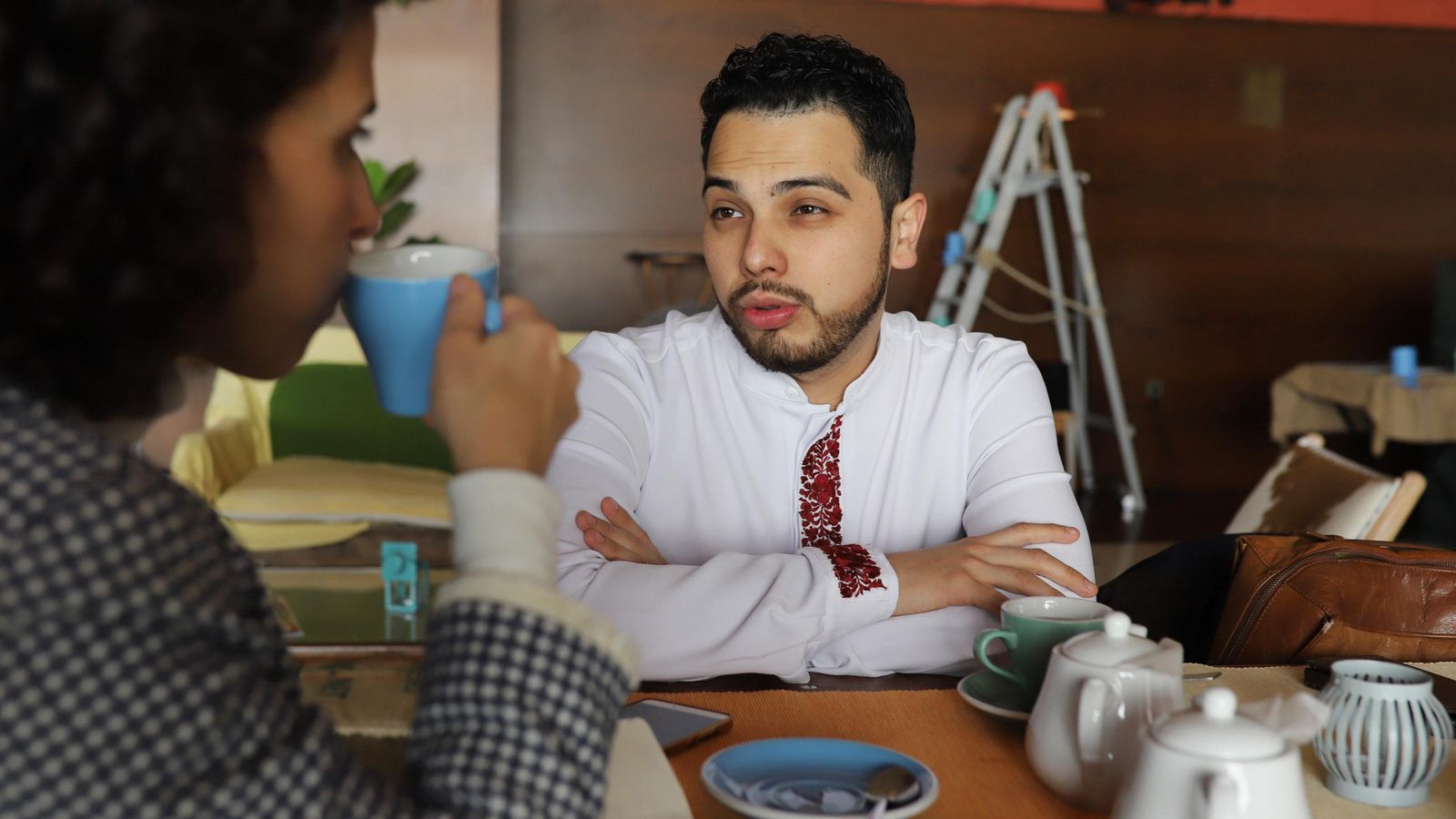 Un momento de la charla con el cantante mejicano.