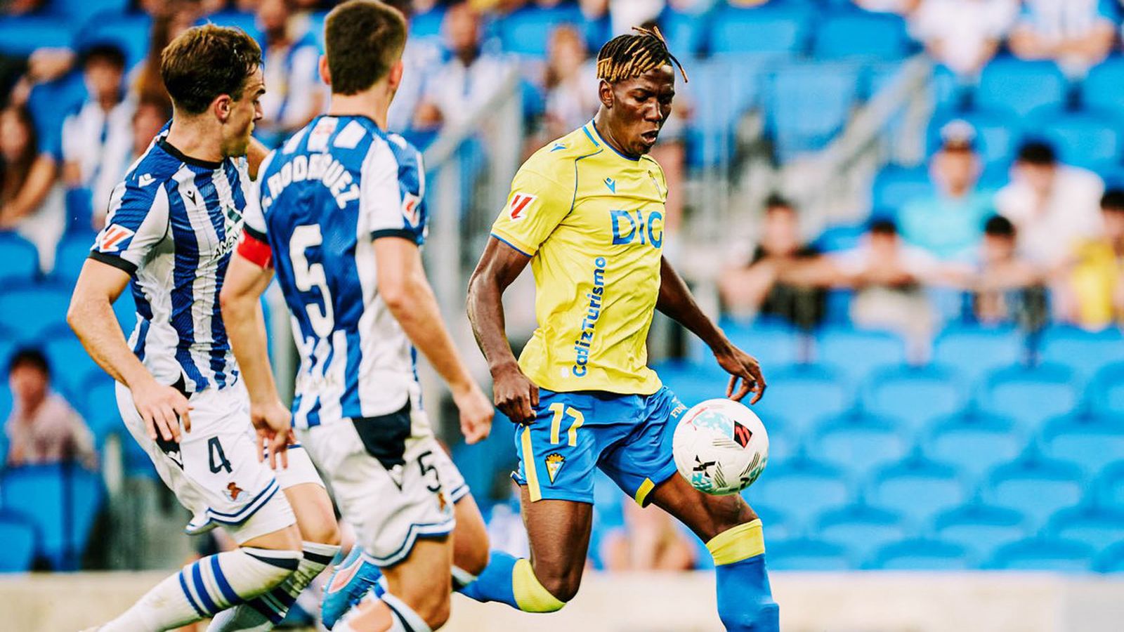 Imagen del partido Real B-Cádiz de la primera vuelta.