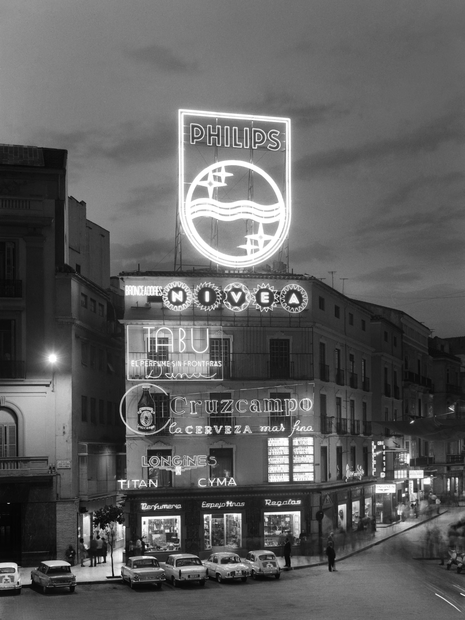 Calle Larios, centro y Corte Ingles en los 60
