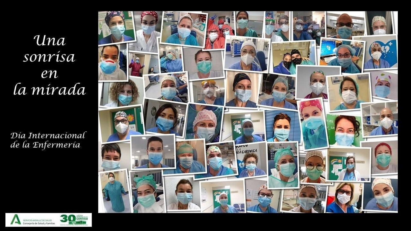 Collage del Clínico por el Día de la Enfermería en el que se promueve el uso de mascarilla.