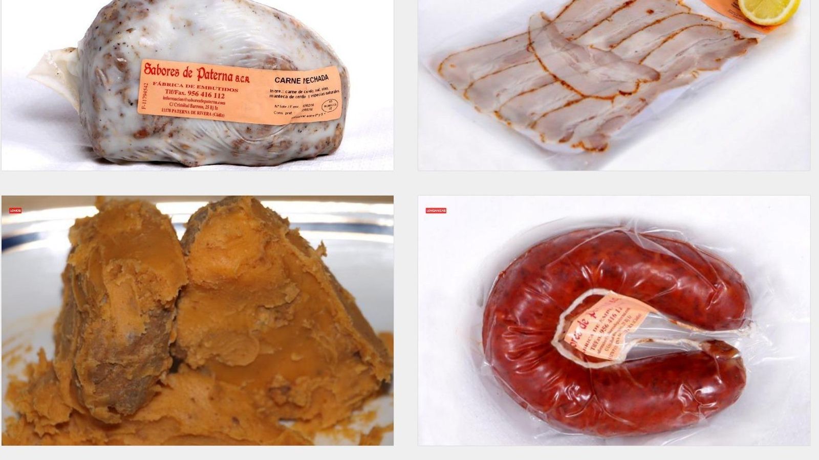 Algunos de los productos que se muestran en la web de Sabores de Paterna Algunos de los productos que se muestran en la web de Sabores de Paterna