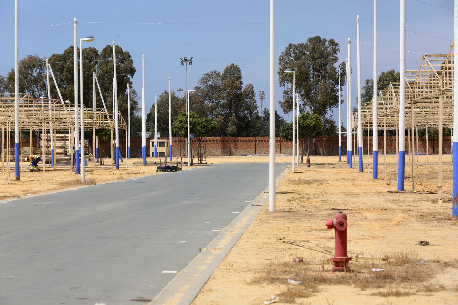 Preparación del recinto ferial para la celebración de las Colombinas 2019 en imágenes