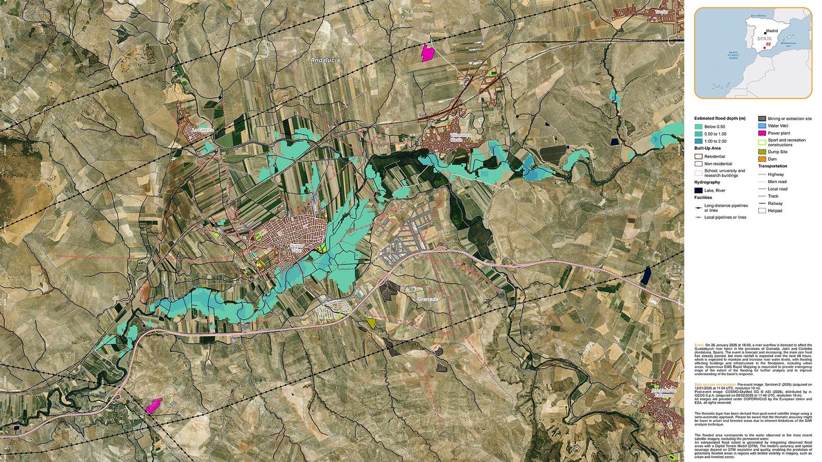 Inundaciones entre Huétor Tájar y Villanueva Mesía el 8 de febrero
