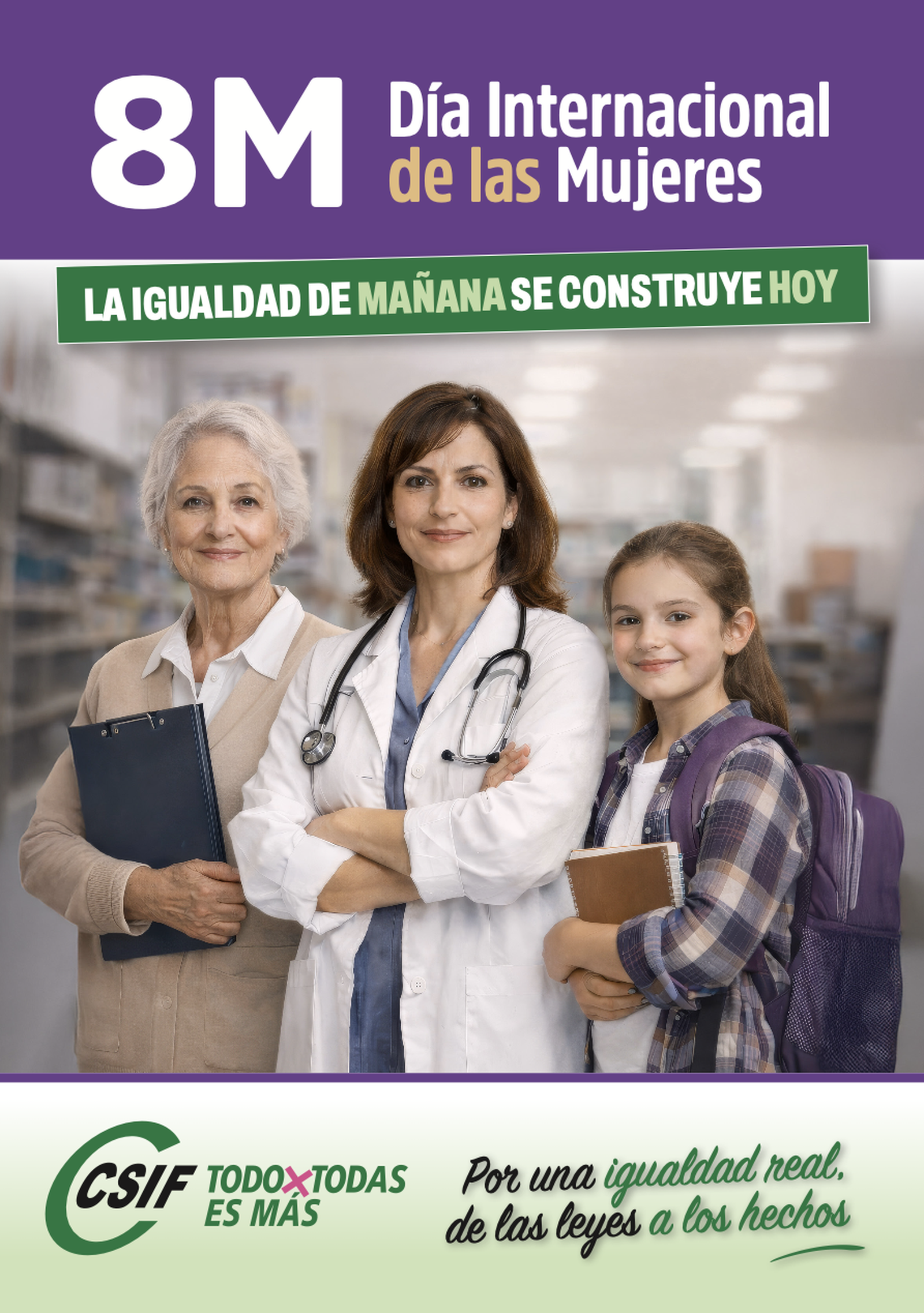 Cartel del sindicato CSIF con motivo de este Día Internacional de la Mujer.