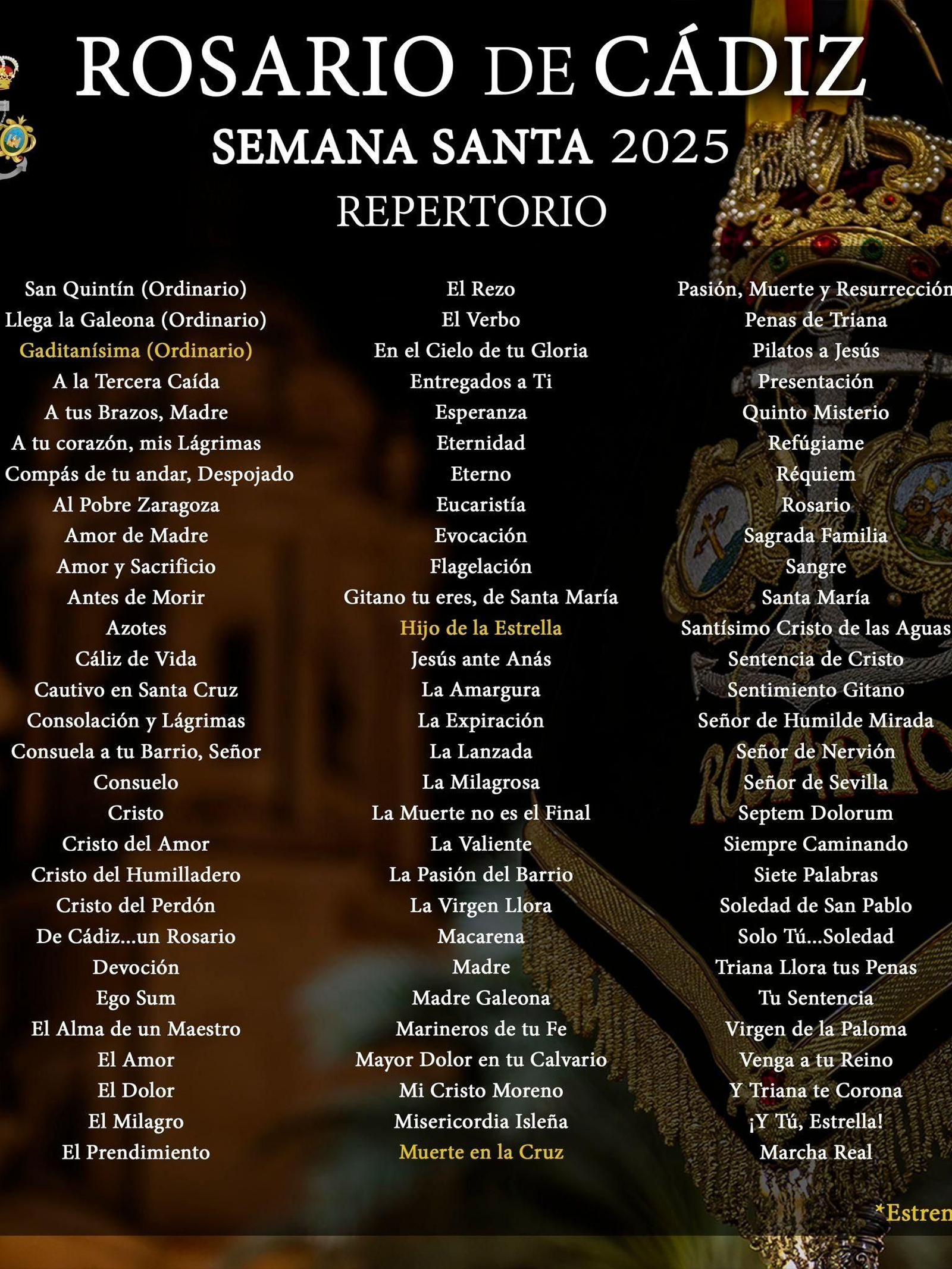 El repertorio para este 2025 de Rosario de Cádiz